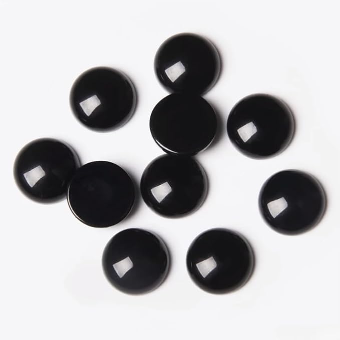 20pcs 6mm Natural Stone No Hole Black Agate Semicircle Smooth Cabochons Beads - Image 2