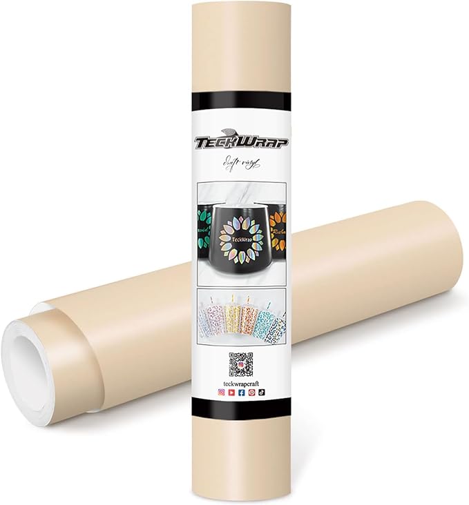 TECKWRAP Permanent Adhesive Vinyl 12" x 10ft, Matte Beige by TECKWRAP