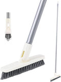 Grout Scrub Brush with Long Handle, Swivel Grout & Corner Cleaning Brush for Tile Floors, Stiff V-Shaped Bristle Grout Cleaner Brush for Grout Line, Deep Grooves, Walk in Shower, Bathroom and Kitchen