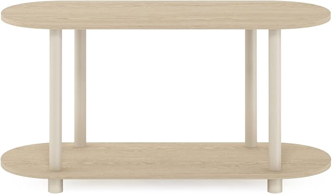 Furinno Turn-N-Tube No Tools Modern Oval Side Table, Bauhaus Oak/Beige - Image 7