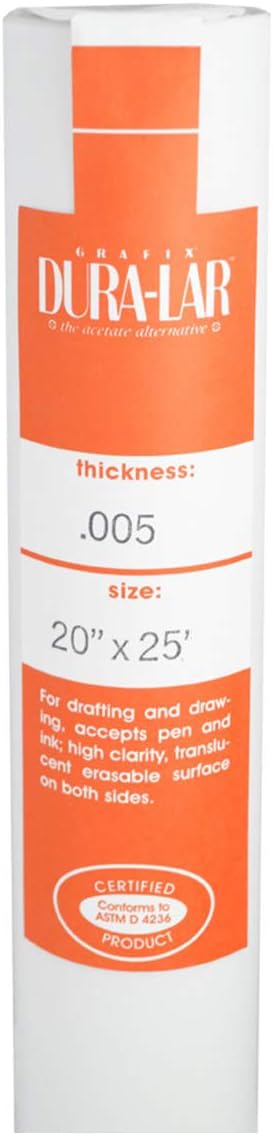 Grafix Dura-Lar 0.005" Film, Translucent 20" x25', Economical Alternative to by Grafix