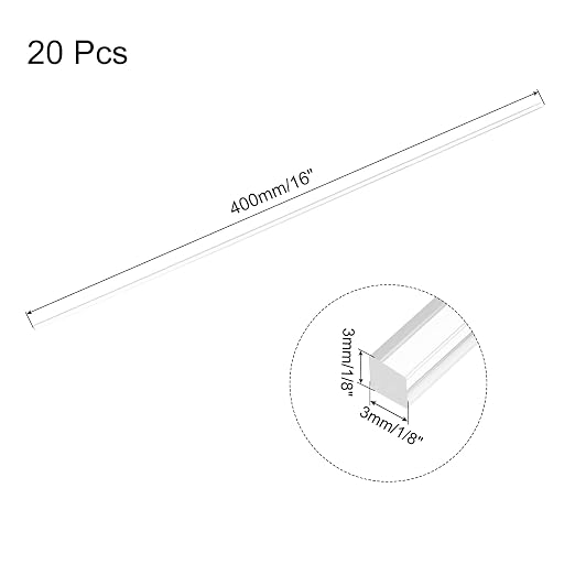 MECCANIXITY 20pcs Acrylic Square Rods 1/8" x 16" Clear Acrylic Dowel Rods - Image 2