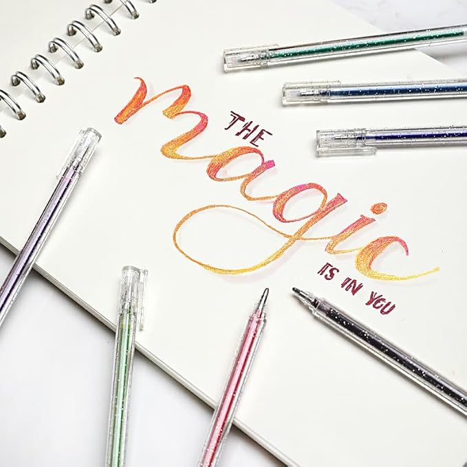 Grabie Capped Glitter Gel Pens, 18 Colors Vibrant Metallic Sparkle Gel Ink Pens - Image 2