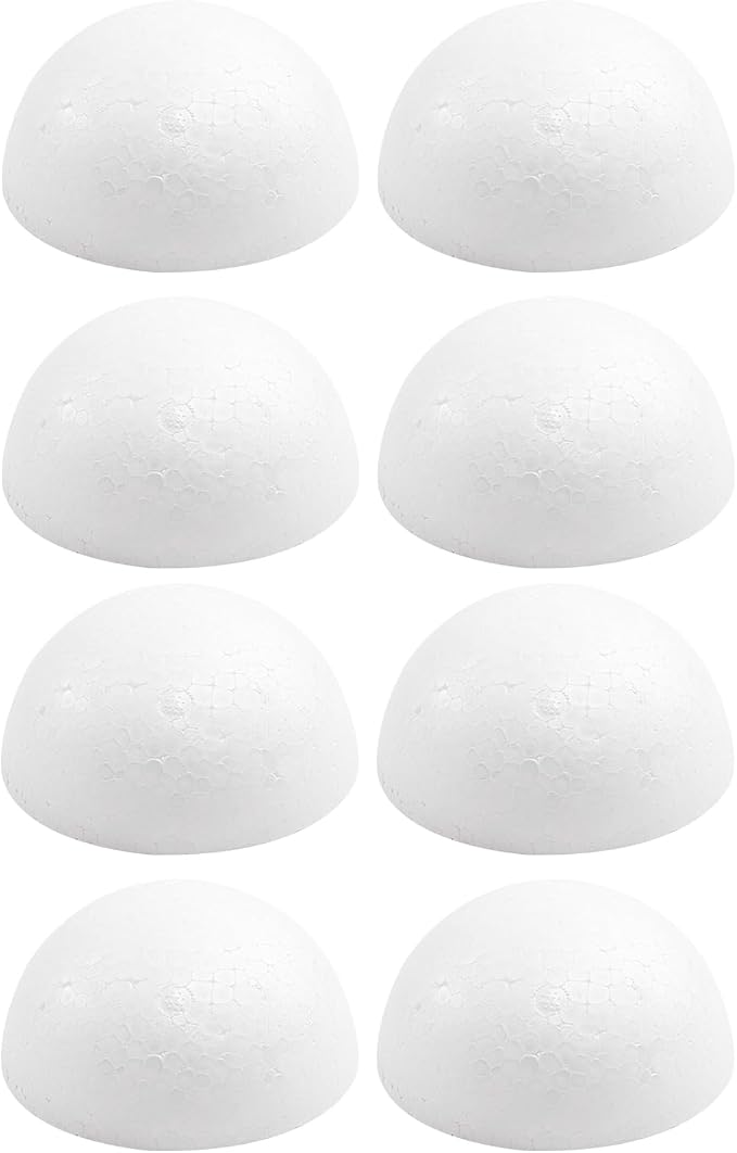 Crafjie 8PCS 4 Inchs Half Foam Balls White Half Round Polystyrene Foam Balls by Crafjie