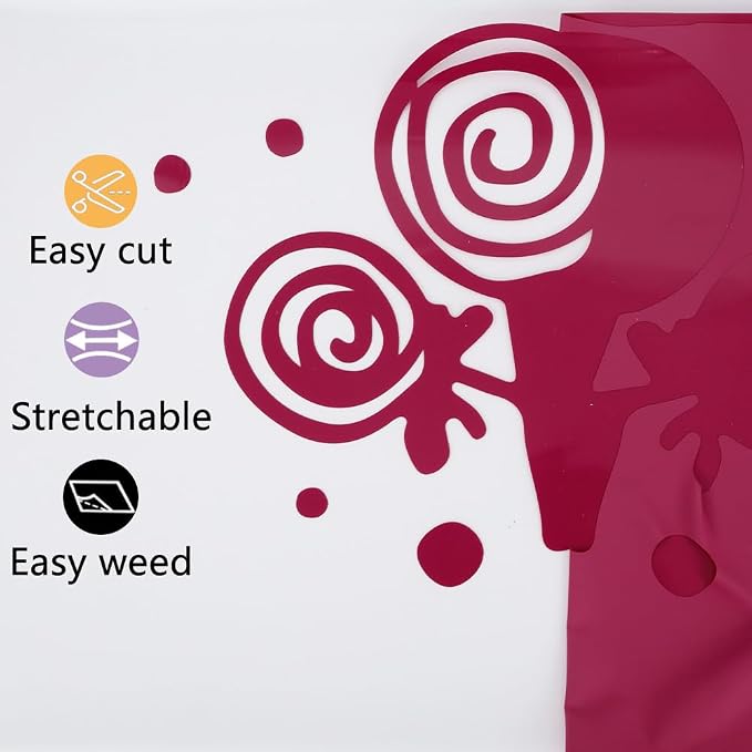 guangyintong Rose Red Heat Transfer Vinyl HTV Rolls, Glossy Surface HTV Vinyl - Image 3