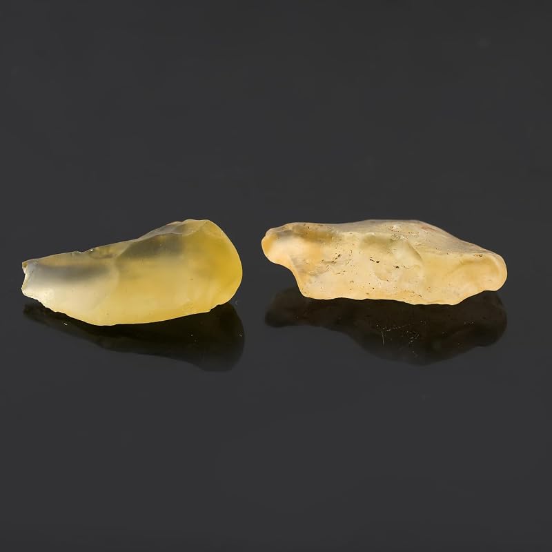 ColouredRocks 2pcs Libyan Desert Glass, Raw Golden Tektite Crystals, Loose - Image 3