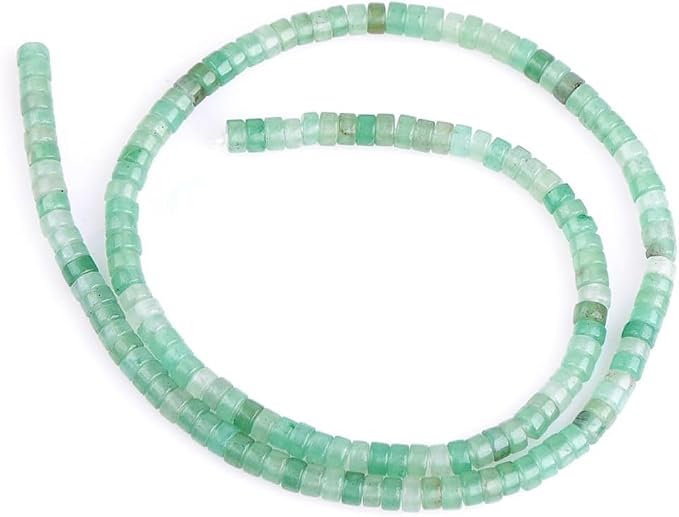 155pcs 4x2mm Genuine Green Aventurine Heishi Disc Rondelle Spacer Stone Semi - Image 2