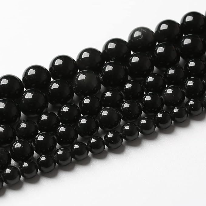 90PCS 4mm AAA Natural Black Obsidian Stone Beads Gemstone Round Loose Beads - Image 4