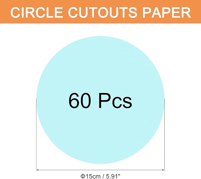 MECCANIXITY 60 PCS Light Blue Circle Cutouts Paper, 6 Inch Round Cutouts - Image 2