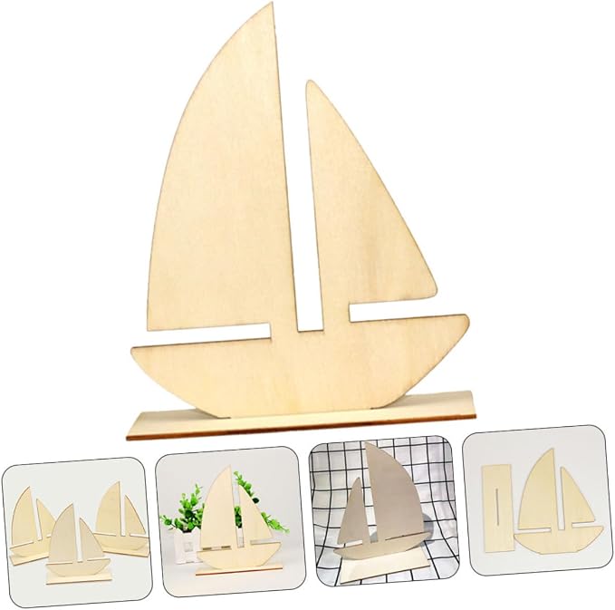 Lurrose 12pcs Wood Painting Toys Painting Clay Base Unfinished Wooden Craft - Image 9