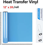 guangyintong Sky Blue Heat Transfer Vinyl HTV Rolls, Glossy Surface HTV Vinyl - Image 2