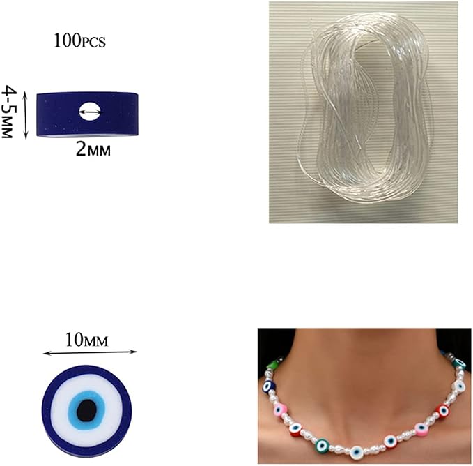 100pcs Evil Eye Polymer Clay 10mm Spacer Beads - Image 2