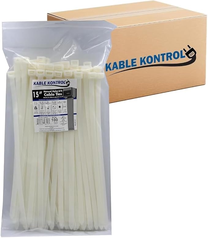 Kable Kontrol Cable Zip Ties Natural White 1, 250 Lbs Tensile Strength by KABLEKONTROL%C2%AE