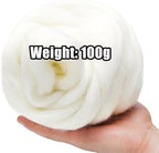 3.53oz Wool Roving: Needle Felting Wool White Roving Wool Felting Supplies Pure - Image 2