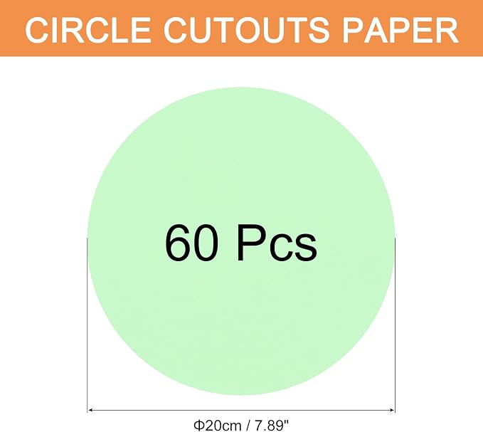 MECCANIXITY 60 PCS Light Green Circle Cutouts Paper, 8 Inch Round Cutouts - Image 2