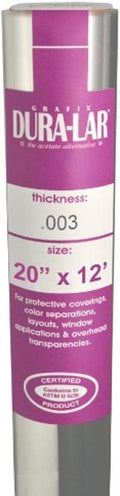 Grafix Dura-Lar 0.003" Film, Ultra Clear, Glossy 20"x12', Mylar/Acetate by Grafix