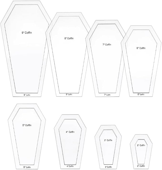 BENECREAT 16 Pcs Coffin Shaped Quilting Template, Transparent Patchwork Stencil by BENECREAT
