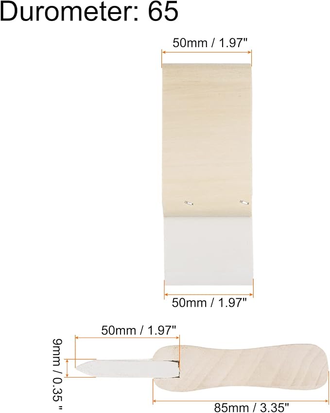 HARFINGTON Screen Printing Squeegee 2 Inch 65 Durometer Rubber Blade Wooden - Image 2