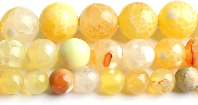 45pcs Round Loose Yellow Fire Agate Beads - Image 7