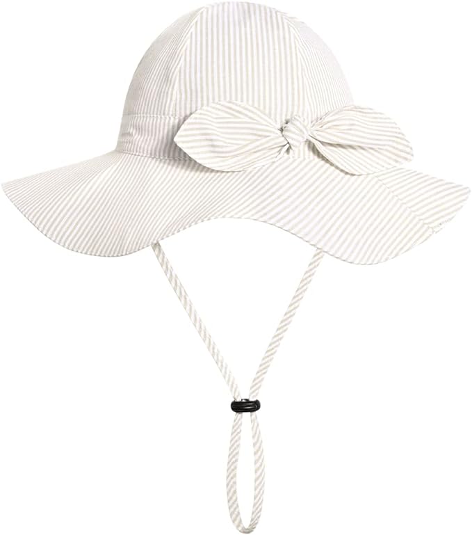 Baby Girl Sun Hat with UPF 50+ Outdoor Adjustable Beach Hat with Wide Brim Bucket Hats