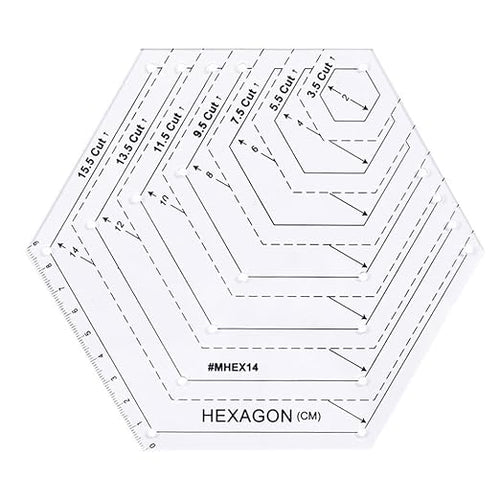 1 Pcs Transparent Quilting Templates Ruler Hexagon Shape Templates Craft Ruler by Unknown