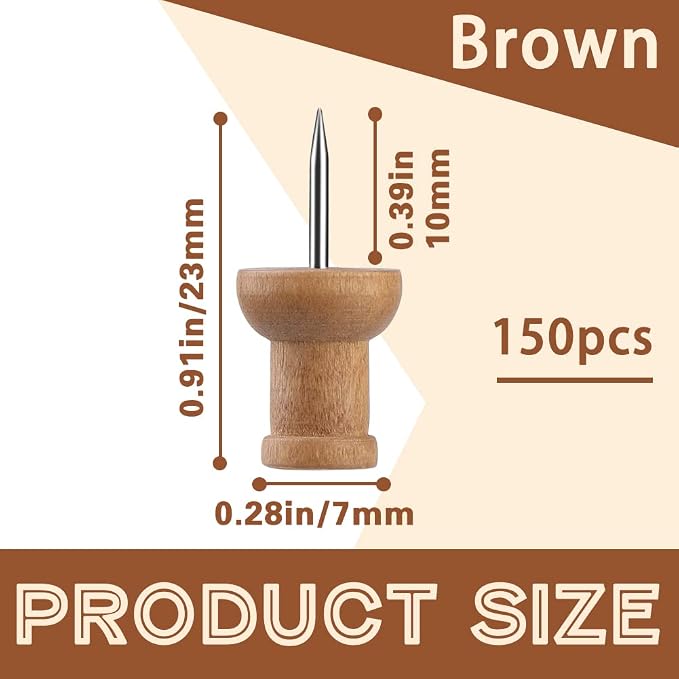 150 Pcs Push Pins for Cork Board Decorative Thumb Tacks | Wood Push Pins Cork - Image 2