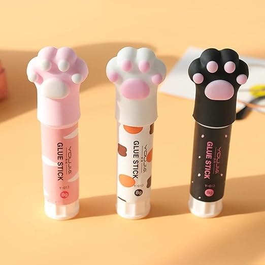 Solid Glues, Kawaii Cartoon Solid Glue Stick, Cat Claw Cute Glue Stick - Image 3