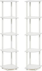 Furinno Turn-N-Tube Corner Shelf Set of 2, 5-Tier Corner Bookshelf, Open - Image 8