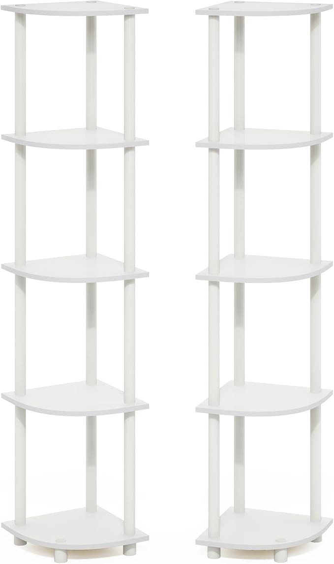 Furinno Turn-N-Tube Corner Shelf Set of 2, 5-Tier Corner Bookshelf, Open - Image 8