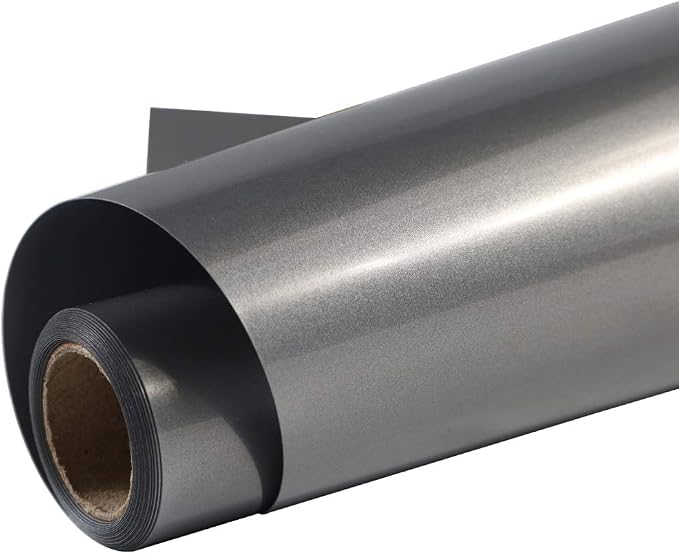 TUMIYA Dark Gray Reflective Heat Transfer Vinyl HTV Rolls, Reflective HTV Viny by TUMIYA