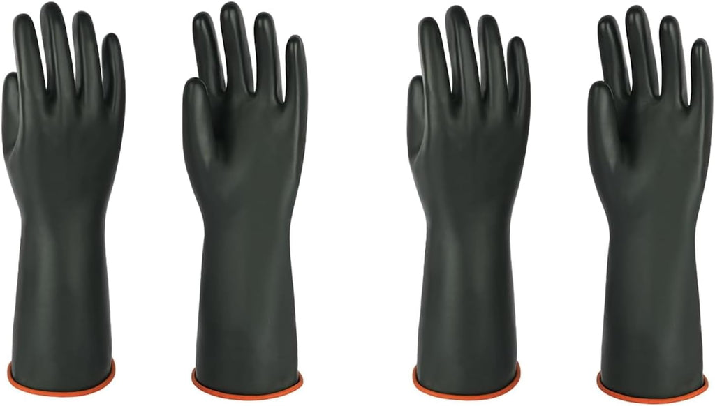 Heavy-Duty Latex Chemical Resistant Gloves - Reusable Long Rubber Dishwashing Gloves with Forearm Protection for Men - Waterproof, Industrial Safety Gear, Acid & Alkali Resistant, Oil-Proof,14“，2 Pair