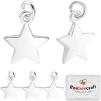 Beebeecraft 1 Box 20Pcs 925 Sterling Silver Plated Star Charms Metal Pentagram by Beebeecraft