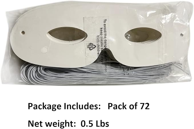 Lependor 72 Pack White Paper Eye Masks, Plain Masquerade Mask DIY Blank Masks - Image 6