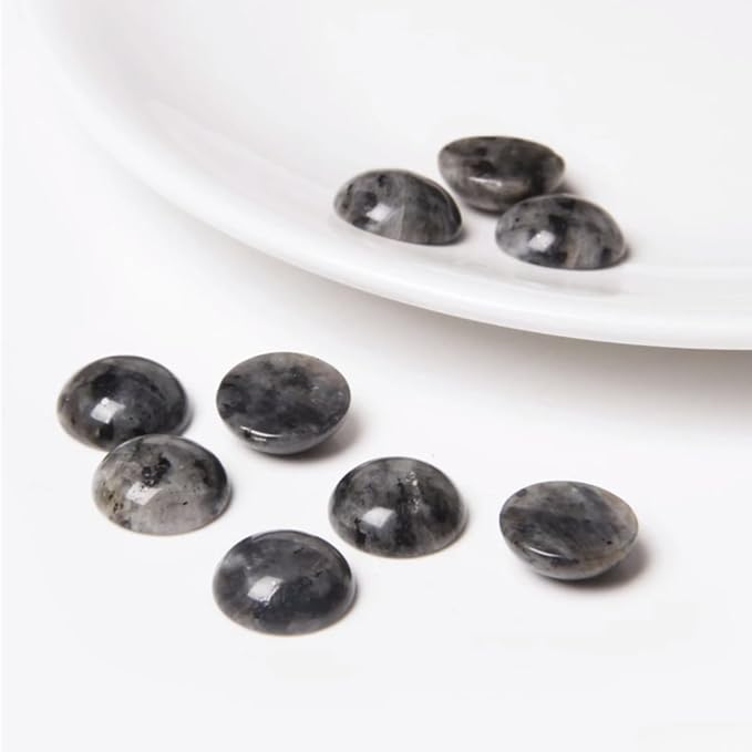 20pcs 12mm Natural Stone No Hole Black Labradorite Semicircle Smooth Cabochons - Image 3