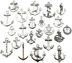 iloveDIYbeads 100g Craft Supplies Antique Silver Ship Wheel Anchor Charms - Image 2