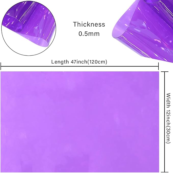 HYANG Purple Transparent PVC Super Clear Holographic Vinyl Faux Leather Sheets - Image 4