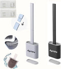 Toilet Brush with Holder Silicone Toilet Brush and Cleaning Brush for Household Bathroom Toliet Brush Set (Black,Gray)