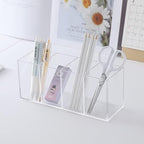 HSYMQ Acrylic Pen Holder 4 Compartments Clear Pencil Holder Organizer Makeup - Image 3