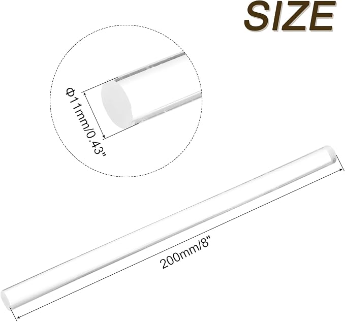 uxcell Mini Hot Glue Sticks for Glue Gun 11mm x 200mm Clear 12pcs - Image 2