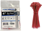 Kable Kontrol Red Zip Ties 4 Inch 1000 Pcs, 18 Lbs Tensile Strength, by KABLEKONTROL%C2%AE