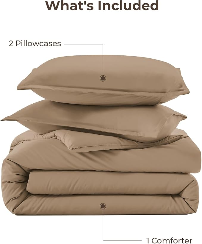 Litanika Comforters Taupe Oversized Queen Size, 3 Pieces Lightweight Solid - Image 7