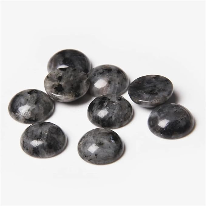 20pcs 14mm Natural Stone No Hole Black Labradorite Semicircle Smooth Cabochons - Image 2