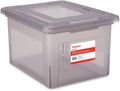 STAPLES File Box Plastic File Box Snap, Letter/Legal Size, Frost Gray by Staples