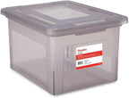 STAPLES File Box Plastic File Box Snap, Letter/Legal Size, Frost Gray by Staples
