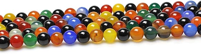 MJDCB AAA Natural Multicolor Agate Beads Round Colorful Stone Energy Healing - Image 4
