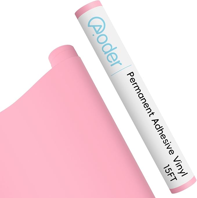 Aoder Permanent Adhesive Vinyl Roll 12" × 15FT, Matte Pink | Sticker Vinyl by AoderDTFTransferFilm