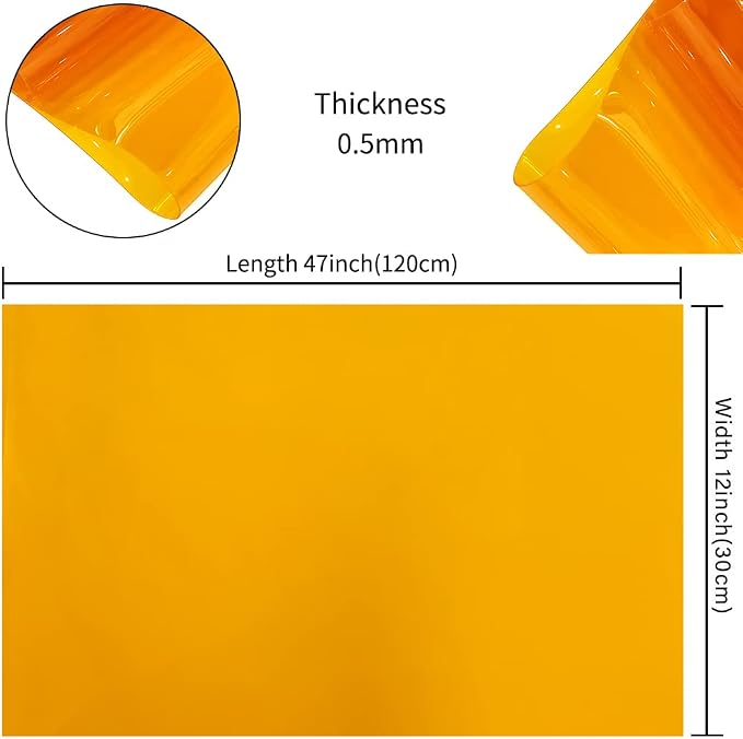 HYANG Dark Yellow Transparent PVC Super Clear Holographic Vinyl Faux Leather - Image 4