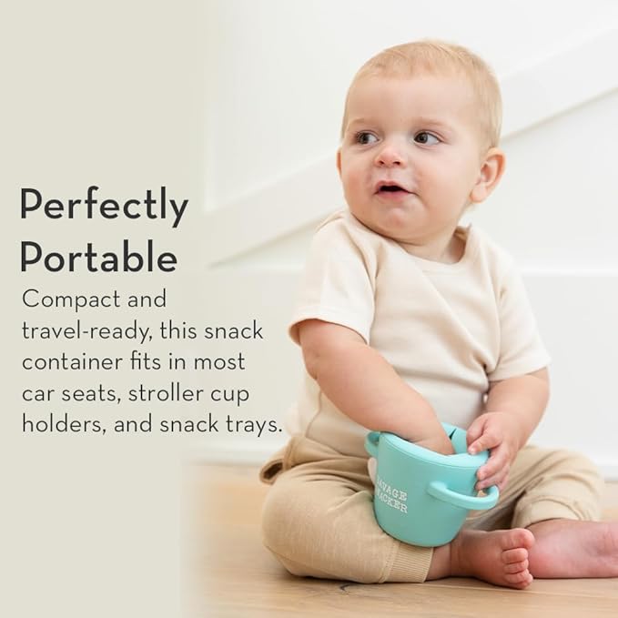 Bella Tunno Snack Cups for Toddlers, Set of 2 Silicone Spill Proof Food Containers with Lids, Babies & Kids 6-12 Months, Love at First Bite & Hello Snacks