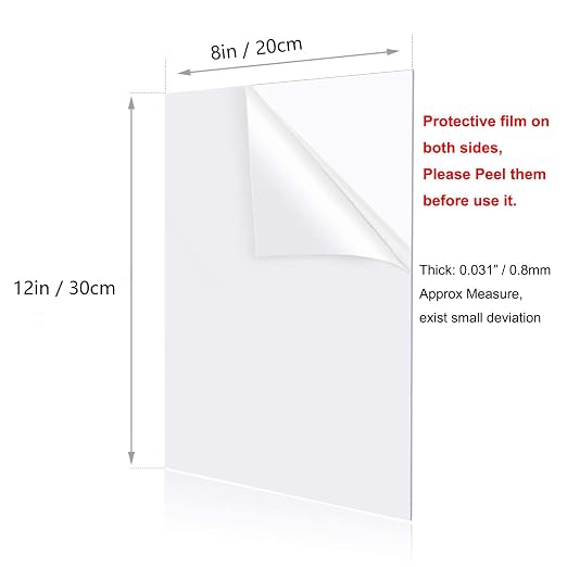 YSTIME 8" x 12" Clear Acrylic Sheet Plexiglass Plastic Sheet - Image 2