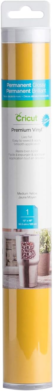 Cricut Premium Permanent Vinyl, Medium Yellow - 4ft Roll - Compatible by Unknown